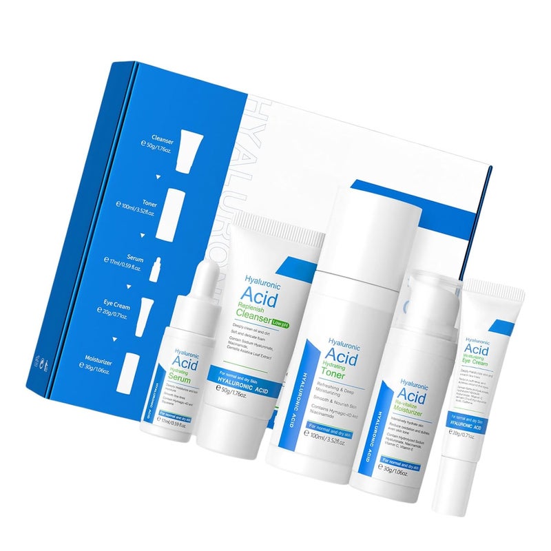 Hydrating Skincare Set 5 Pcs With Toner Cleanser Serums Eye Cream For Women - Image 2