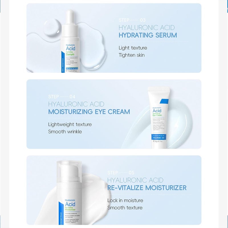 Hydrating Skincare Set 5 Pcs With Toner Cleanser Serums Eye Cream For Women - Image 5