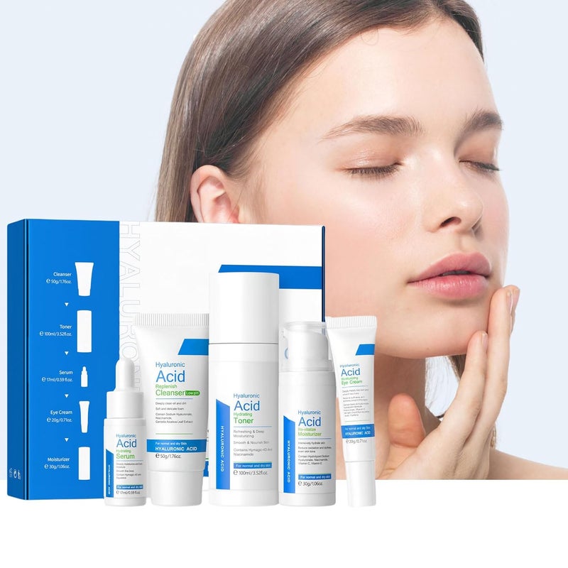 Hydrating Skincare Set 5 Pcs With Toner Cleanser Serums Eye Cream For Women - Image 3