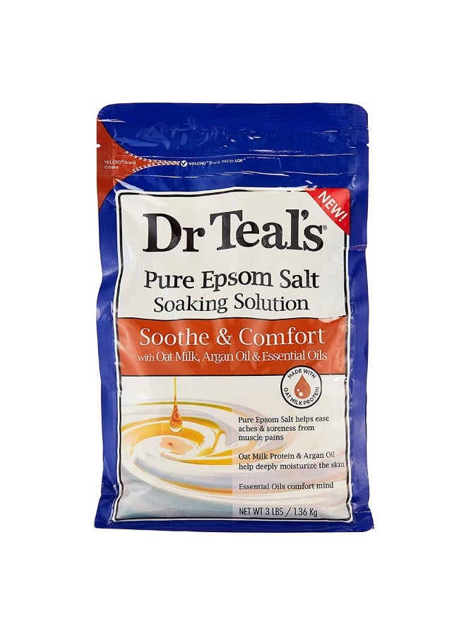 Dr Teal's محلول نقع ملح إبسوم النقي بحليب الشوفان وزيت الأركان والزيوت الأساسية 1036 جرام