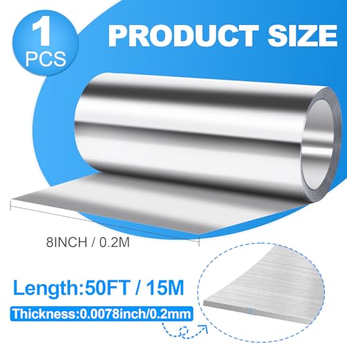 Tottist Aluminum Roof Flashing Roll - Sealing Windows, Doors, Siding & Roofing Ideal for Moss & Mildew Prevention (8" x 50') - Image 2