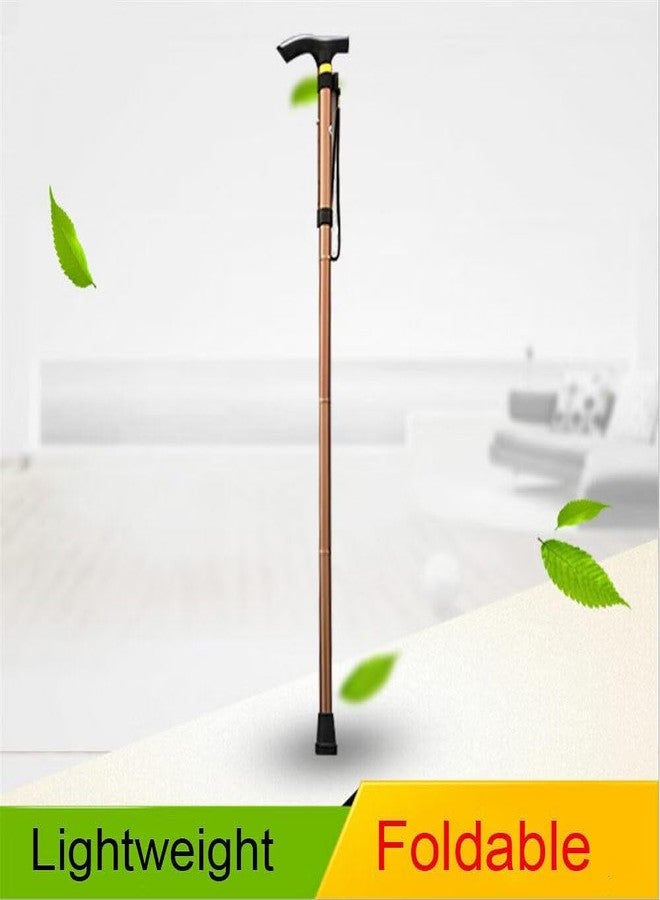 SMIC Folding Cane - Foldable Walking Cane for Men, Women - Fold-up, Collapsible, Lightweight, Adjustable, Portable Hand Walking Stick - Balancing Mobility Aid - Sleek, Comfortable T Handles (Brown) - Image 4