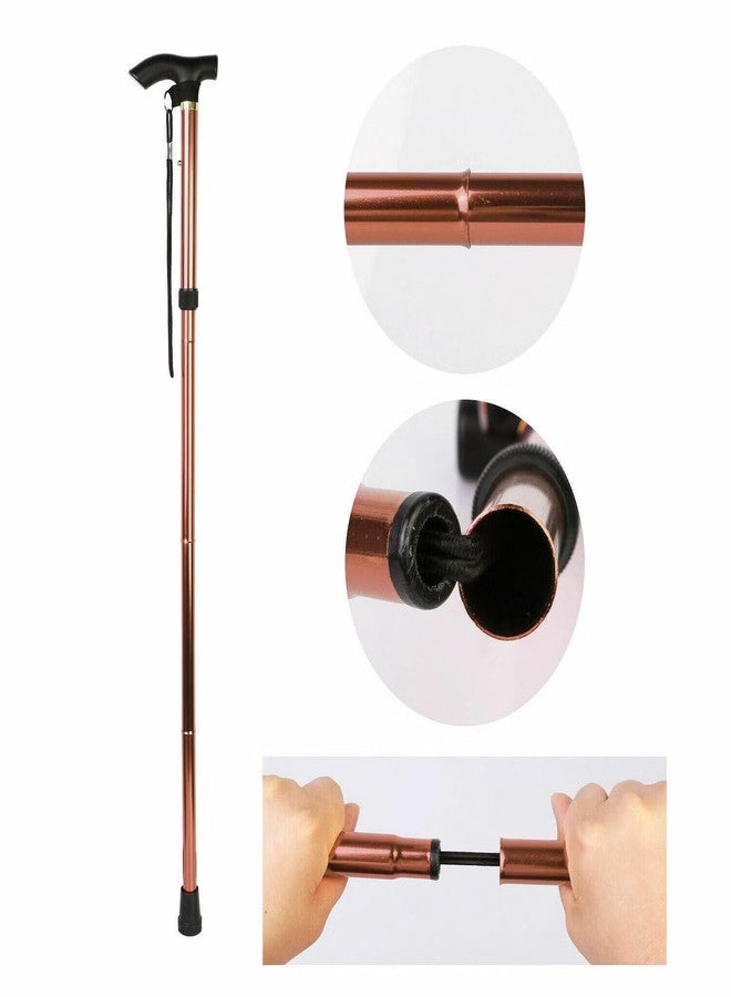 SMIC Folding Cane - Foldable Walking Cane for Men, Women - Fold-up, Collapsible, Lightweight, Adjustable, Portable Hand Walking Stick - Balancing Mobility Aid - Sleek, Comfortable T Handles (Brown) - Image 5