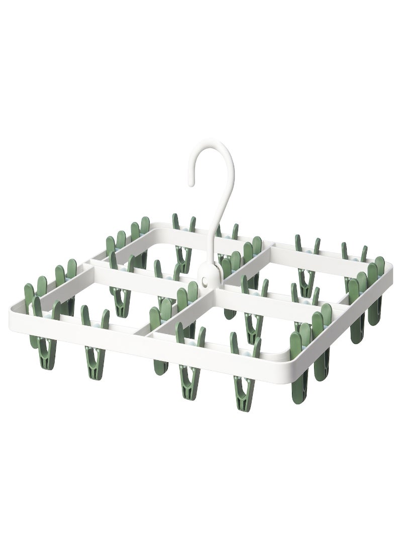 Hang Dryer 24 Clothes Pegs, Green 