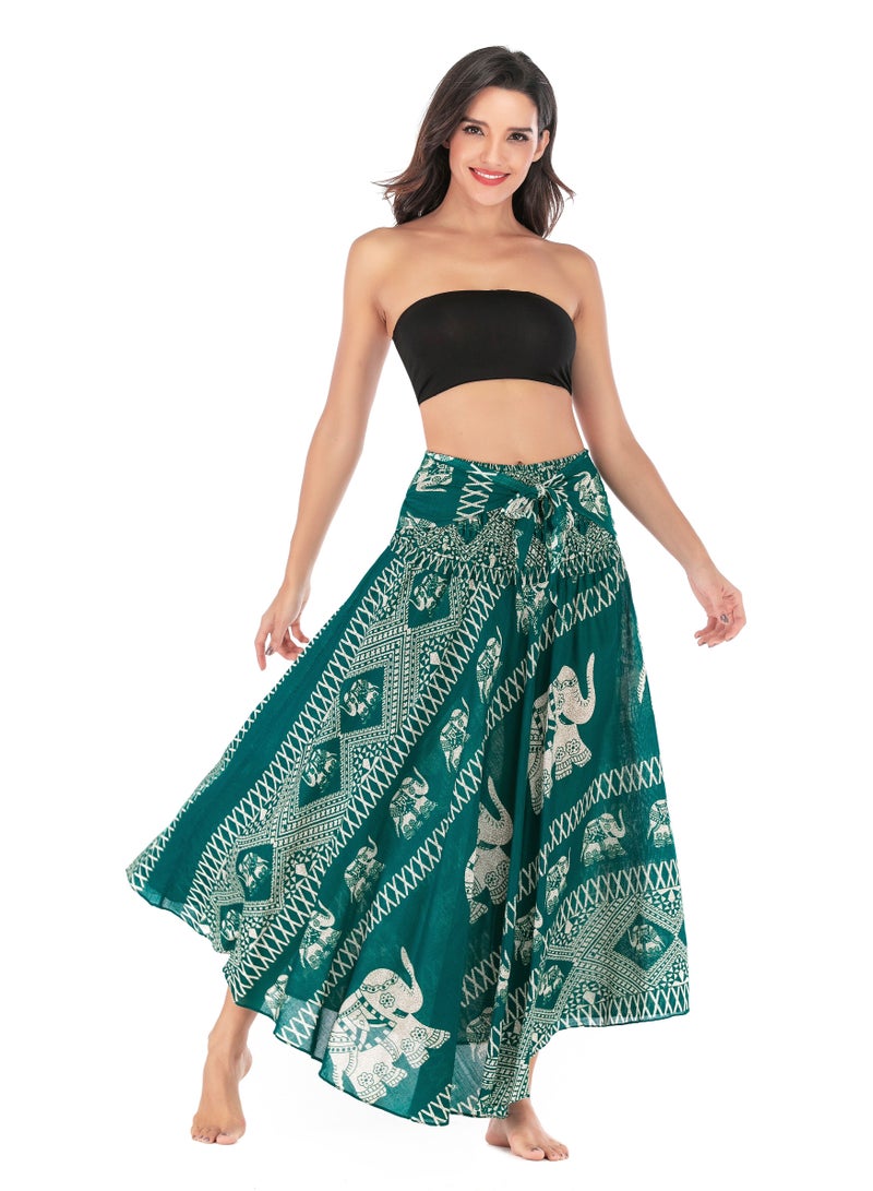 Loquat Casual Dress Half Skirt Beach Vacation Skirt Two Dresses Full Skirt Green  - Image 3