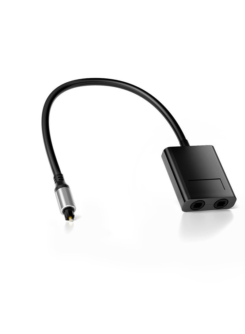 Captaintech Port Optical Audio Cable Splitter, Optical Fiber Audio Splitter 1 in 2 Out Support LPCM 2.0, Dolby Digital, DTS 5.1 for DVD/CD Player, Xbox, TV, PS4/PS5, Home Theatre, Receiver, Sound Bar - Image 1