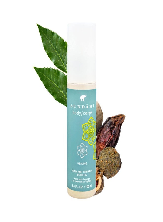 SUNDARI Neem and Triphala Body Oil - 3.4 Fl Oz, Nourishing Ayurvedic Formula, Deep Hydration, Skin Softening & Rejuvenation, All-Natural Ingredients - Image 2