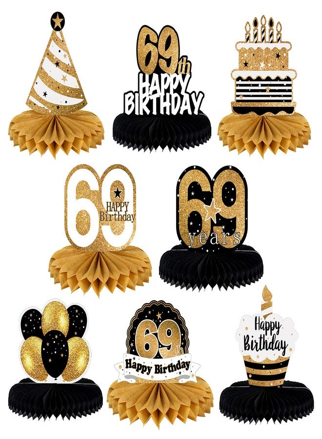 LINGTEER Happy 69th Birthday Table Honeycomb Centerpieces Cheers to 69th Birthday 69 Years Old Party Table Decorations Gift Sign. - Image 2