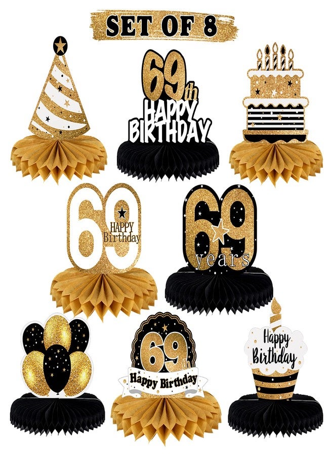 LINGTEER Happy 69th Birthday Table Honeycomb Centerpieces Cheers to 69th Birthday 69 Years Old Party Table Decorations Gift Sign. - Image 1
