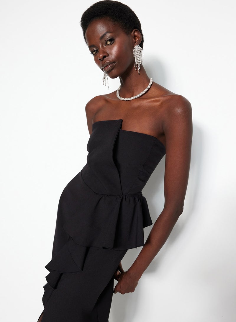 trendyol Black Woven Long Stylish Evening Dress, Night Graduation Dress (Tprss23Ae00005) - Image 2