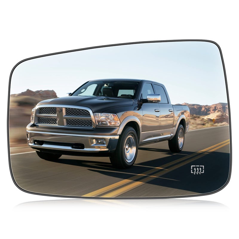Left Driver Side Mirror Glass Replacement for 2009 2010 2011 2012 2013 2014 2015 2016 2017 2018 Dodge Ram 1500 2500 Heated Mirror Glasses Replace 68079363AA