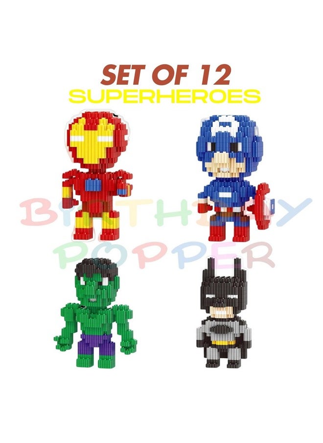 Birthday Popper Birthday Popper Superhero Avengers Mini Figures | Set of 12 | DIY Building Blocks Toys, Smart Activity for Kids | Birthday Return Gifts  - Image 2