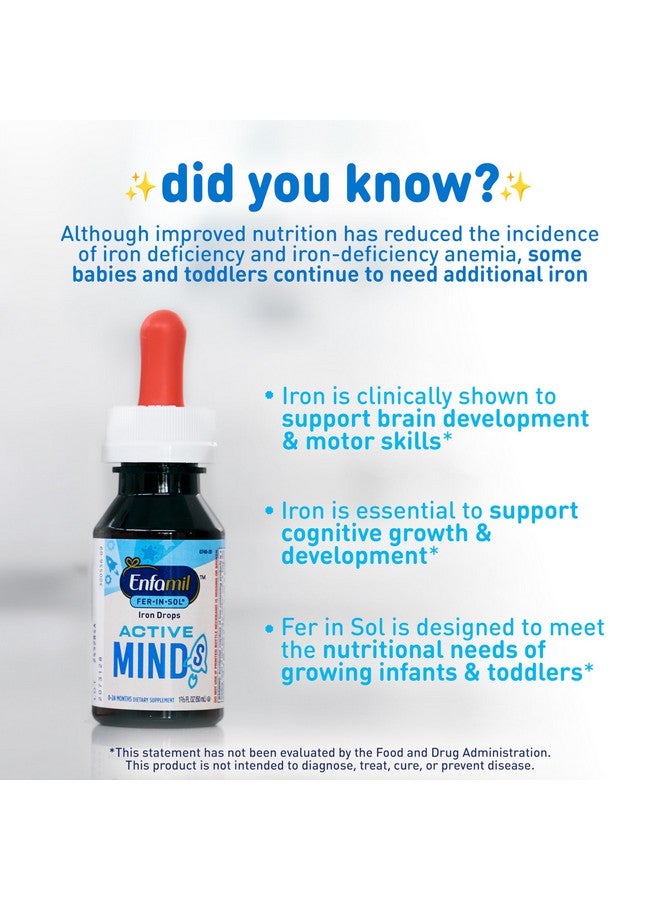 Enfamil Fer-In-Sol Iron Supplement Drops for Infants & Toddlers, Supports Brain Development, 50 mL Dropper Bottle - Image 3