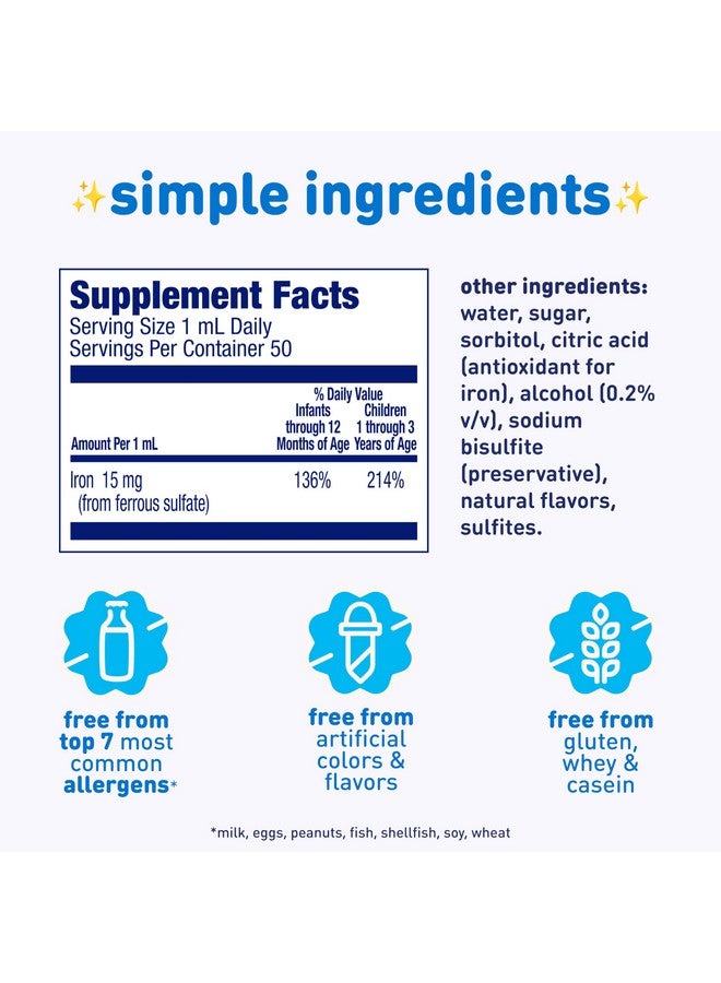 Enfamil Fer-In-Sol Iron Supplement Drops for Infants & Toddlers, Supports Brain Development, 50 mL Dropper Bottle - Image 2