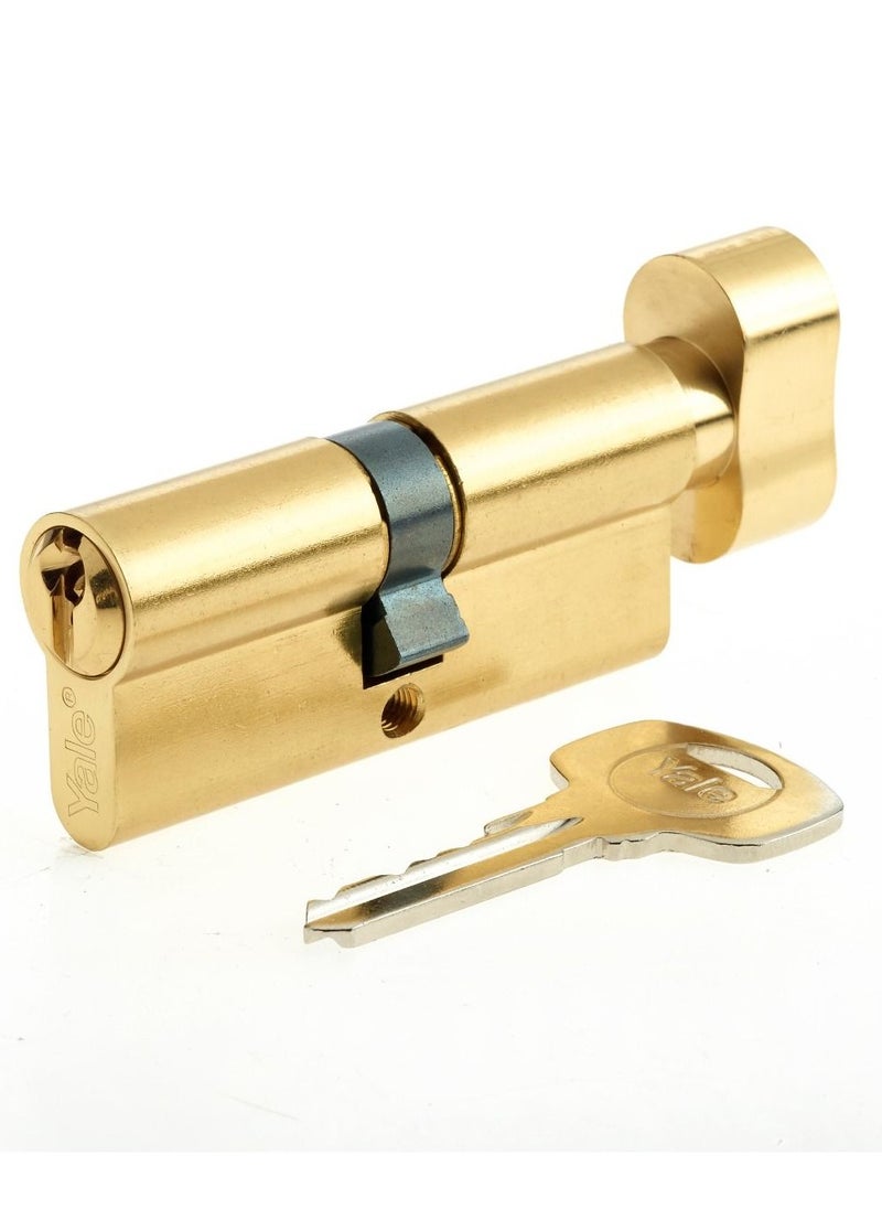 Yale - Yale Cylinder Double Euro Profile Key + Knob 70mm (35+35) Polished Brass - Image 1