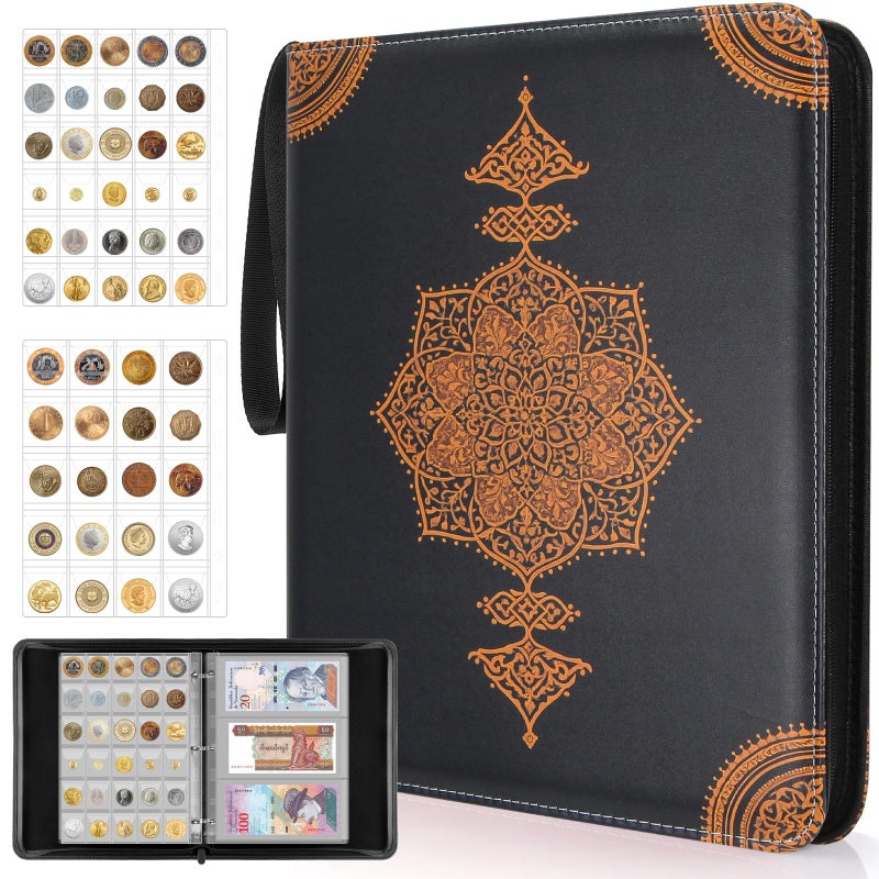 JoyHood Coin Collection Book Holder - 400 Coins Pockets+15 Bills Pockets, Coin Display Organizer Storage Album for 20/25/ 27/30/38mm Coin - Image 1