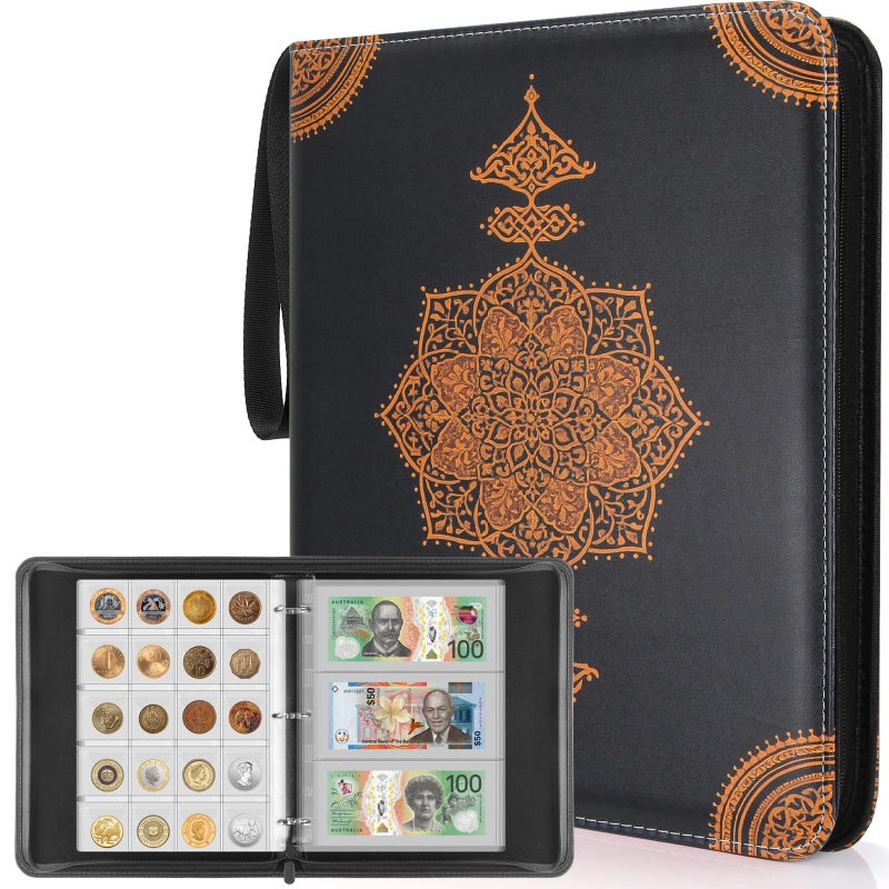 JoyHood Coin Collection Book Holder - 400 Coins Pockets+15 Bills Pockets, Coin Display Organizer Storage Album for 20/25/ 27/30/38mm Coin - Image 2