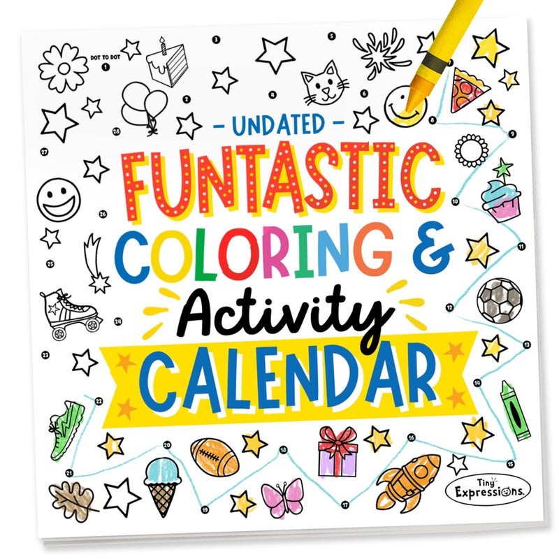 Tiny Expressions 2026 Kids Calendar Undated - Funtastic Coloring and Activity Calendar for Kids - 12 x 12 Inches, Customizable for 2026 or 2027 - Educational and Interactive Use at Home and School - Image 1