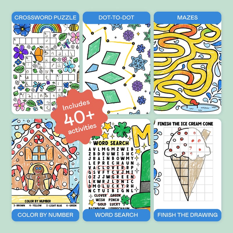 Tiny Expressions 2026 Kids Calendar Undated - Funtastic Coloring and Activity Calendar for Kids - 12 x 12 Inches, Customizable for 2026 or 2027 - Educational and Interactive Use at Home and School - Image 4