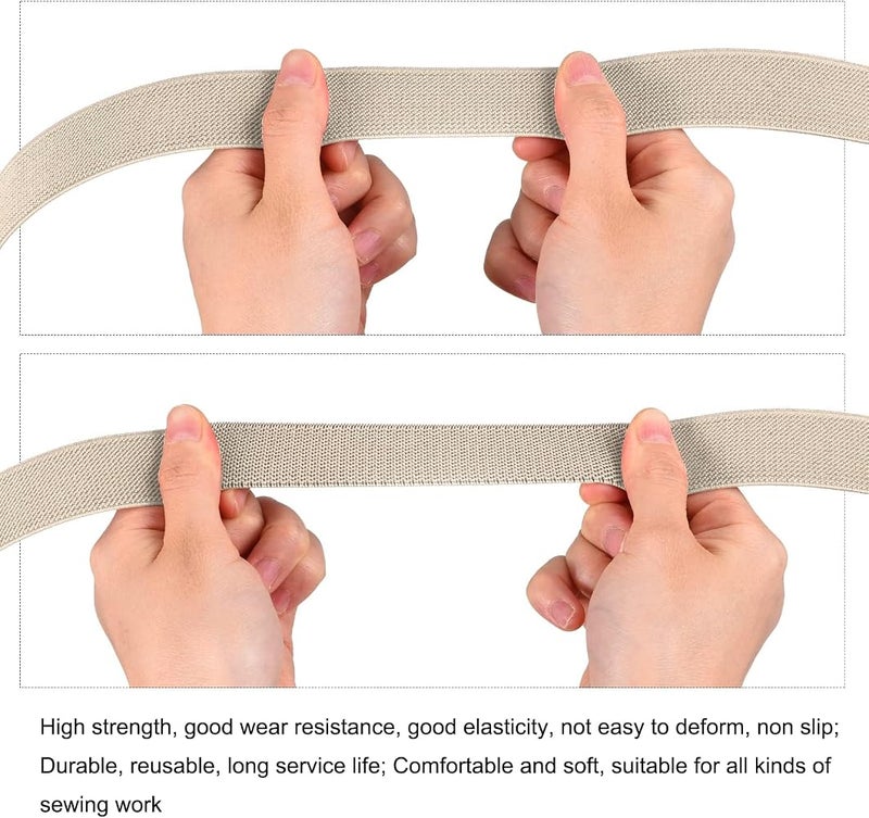TERRIFI Twill Wide Elastic Band 2 inch Flat 2 Yard, Double-Side Woven Stretch Strap for Sewing and DIY Crafts, High-Elasticity Heavy Duty Knit Spool for Garment Waistband (Beige) - Image 3