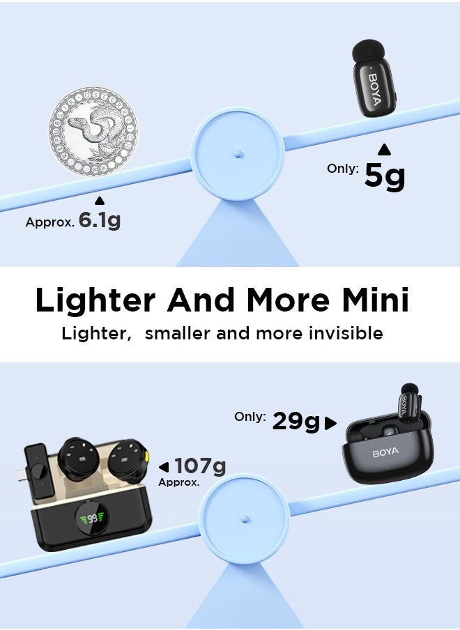 BOYA - BOYA MINI-17 Wireless Lavalier Microphone Noise Cancellation Microphone For iPhone 15/16 Android Smartphones Ultra mini microphone with AI Voice Change, Metal Clip on Mic for Vlogging TikTok YouTube Content Creators Live Streaming Interview Recording - Image 1