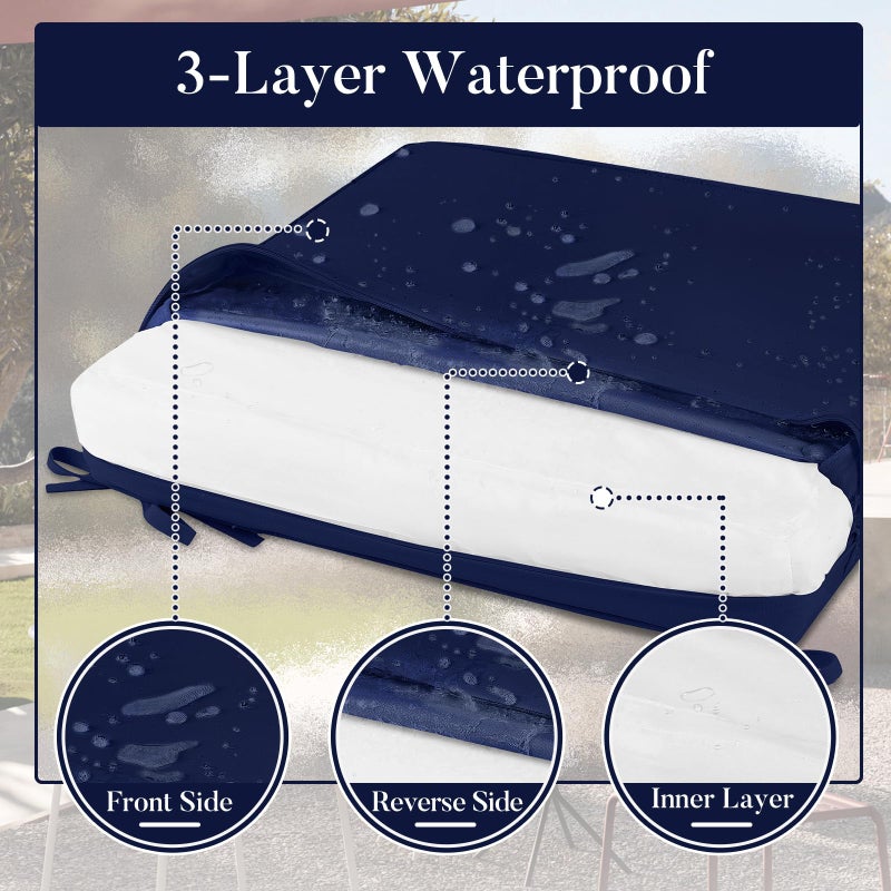 Basic Beyond Outdoor Chair Cushions For Patio Furniture  Waterproof Outdoor Seat Cushions Set Of 4 18 X 18  Patio Chair Cushions Set Of 4 With Ties And Handle  Navy - Image 3