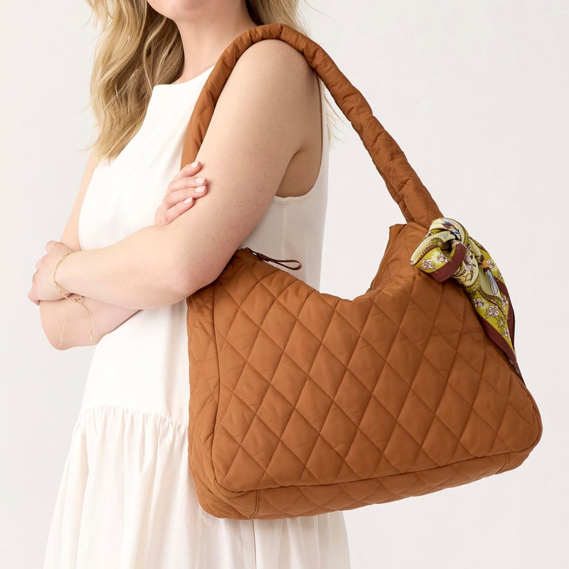Vera Bradley Featherweight Tifton Hobo Tote Bag, Roasted Pecan, One Size - Image 2