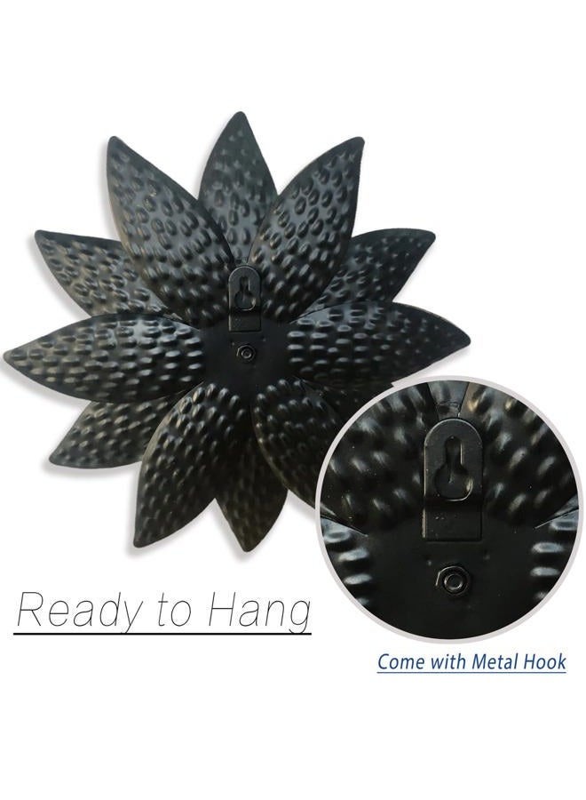 Picfarce Metal Flower Wall Art Decor,10" Rustic Modern Antique Floral Sculpture, Distressed Iron Wall Hanging Home Decoration Accent Artworks for Indoor Kitchen Bedroom Living Office Outdoor Garden Patio - Image 4