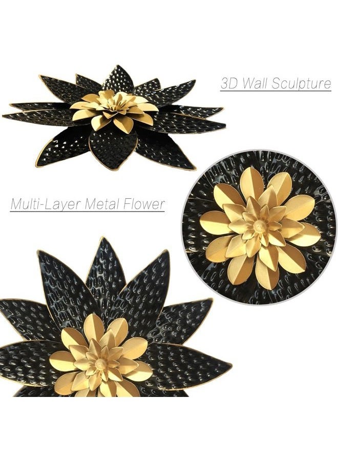 Picfarce Metal Flower Wall Art Decor,10" Rustic Modern Antique Floral Sculpture, Distressed Iron Wall Hanging Home Decoration Accent Artworks for Indoor Kitchen Bedroom Living Office Outdoor Garden Patio - Image 3
