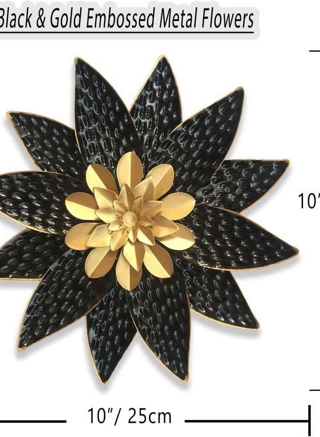 Picfarce Metal Flower Wall Art Decor,10" Rustic Modern Antique Floral Sculpture, Distressed Iron Wall Hanging Home Decoration Accent Artworks for Indoor Kitchen Bedroom Living Office Outdoor Garden Patio - Image 2
