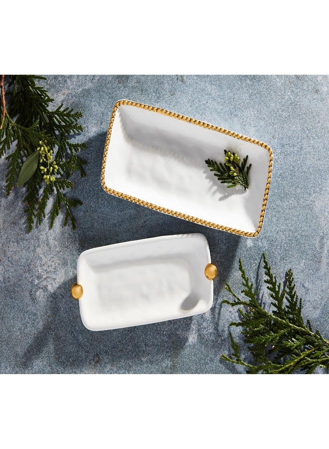 Mud Pie Nested Gold Beaded Dishes; small 3 1/2" x 9 1/2" | large 4 1/4" x 10" - Image 2