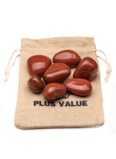 Plus Value Plus Value Red Jasper Pebbles fire Stone for Vastu Feng Shui Chakra Aura Personal Reiki Healing Crystals 200 Grams with Jute Bag  - Image 1