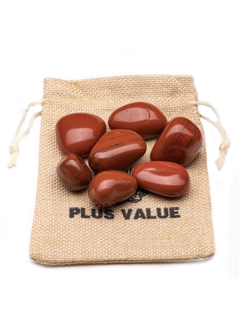 Plus Value Plus Value Red Jasper Pebbles fire Stone for Vastu Feng Shui Chakra Aura Personal Reiki Healing Crystals 200 Grams with Jute Bag  - Image 1