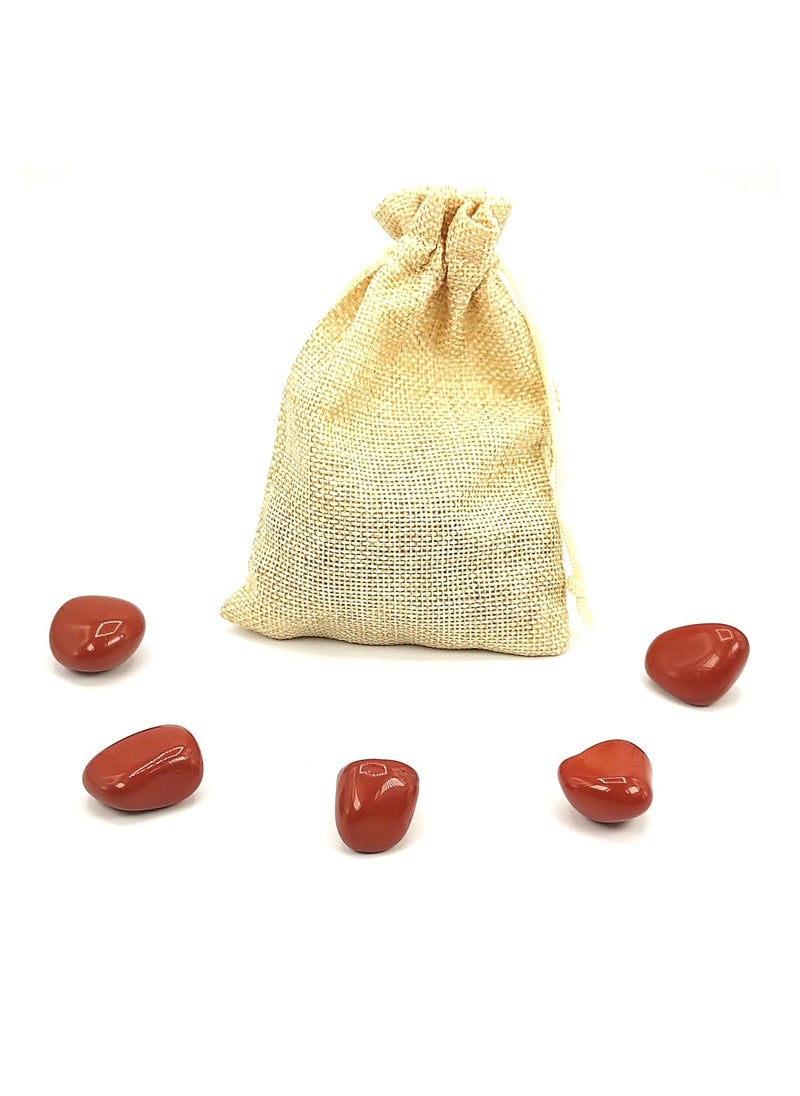 Plus Value Plus Value Red Jasper Pebbles fire Stone for Vastu Feng Shui Chakra Aura Personal Reiki Healing Crystals 200 Grams with Jute Bag  - Image 5