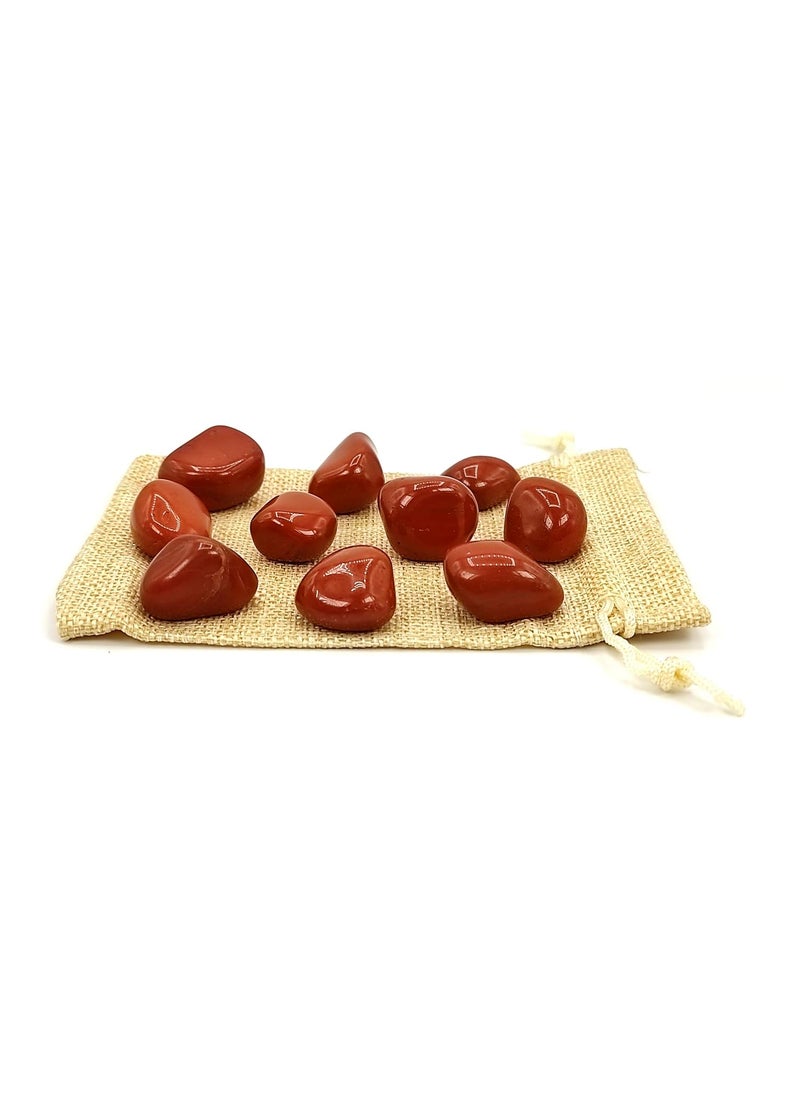 Plus Value Plus Value Red Jasper Pebbles fire Stone for Vastu Feng Shui Chakra Aura Personal Reiki Healing Crystals 200 Grams with Jute Bag  - Image 3