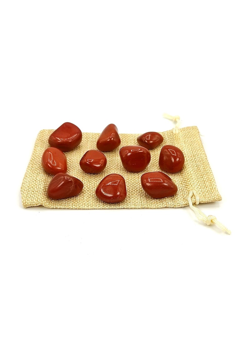 Plus Value Plus Value Red Jasper Pebbles fire Stone for Vastu Feng Shui Chakra Aura Personal Reiki Healing Crystals 200 Grams with Jute Bag  - Image 2