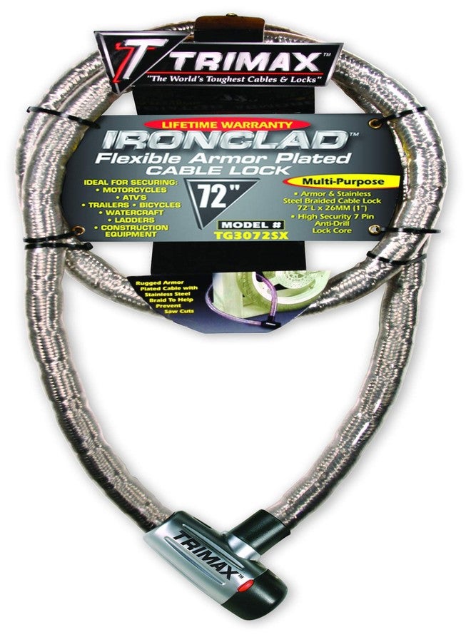 Trimax TG3072SX Supermax Security Armor Plated 72" x 26mm Stainless Steel Locking Cable - Image 1