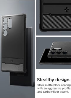 Spigen غطاء حماية متين لهاتف سامسونج جالاكسي S24 الترا (2024) - أسود مطفي  - Image 3