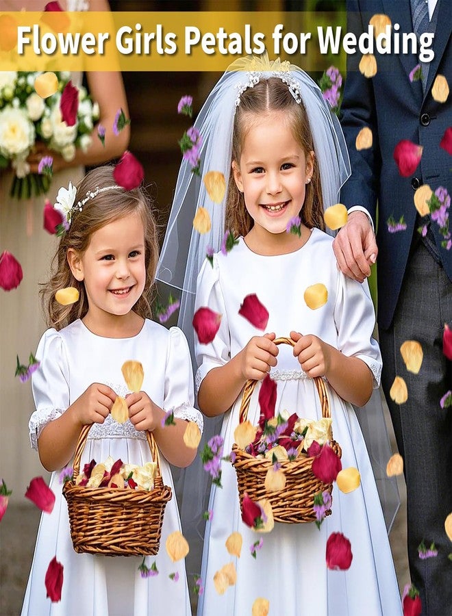 Koceko 20+ Cups Real Dried Rose Petals Biodegradable Wedding Flower Confetti, 2 QT Mixed Yellow Red Roses Petals &Purple Statice for Flower Girl Wedding Bridal Proposal Bath - Image 5