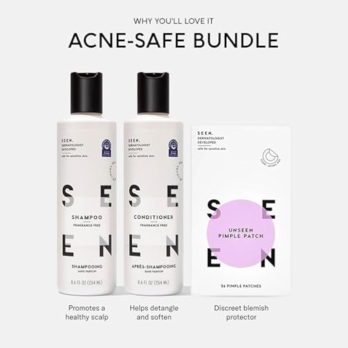 SEEN Acne-Safe Bundle - Fragrance Free- Shampoo, Conditioner & Pimple Patches – Non-Comedogenic, Dermatologist-Developed, Safe for Sensitive, Eczema & Acne-Prone Skin - Image 3