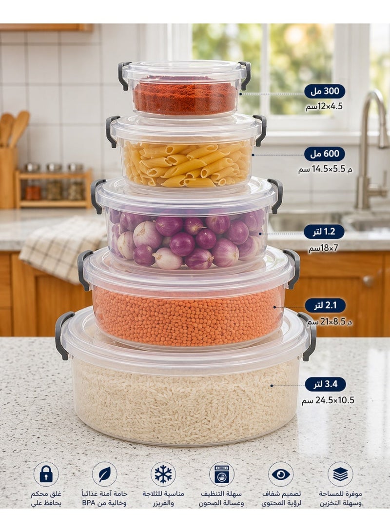 favilla 5-Piece Airtight Storage Container Set – Code 9025 | Perfect organization for your kitchen in various sizes - Image 1