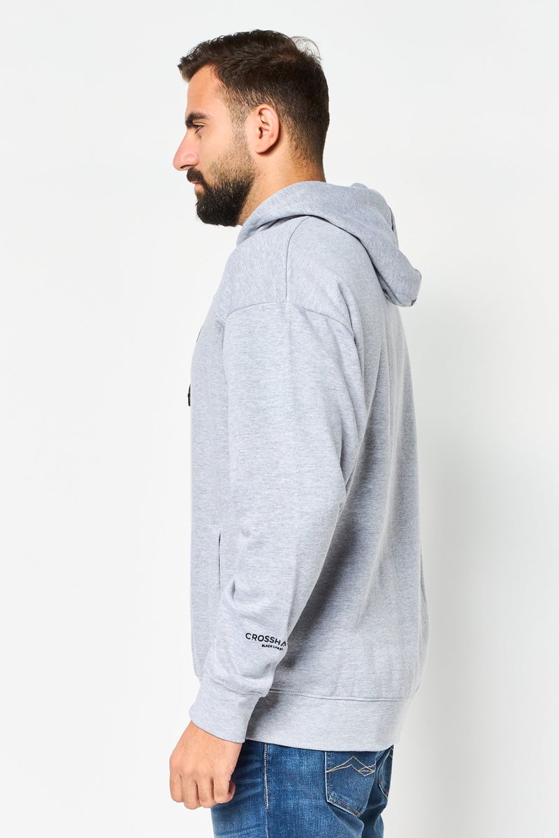 CROSSHATCH Men Brand Logo Long Sleeve Hoodie, Grey - Image 4