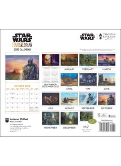 Andrews McMeel Publishing The Mandalorian by Thomas Kinkade Studios 2023 Deluxe Wall Calendar with Print  - Image 1