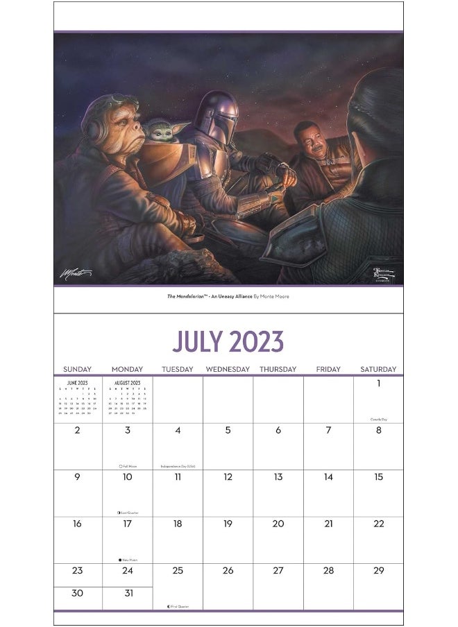 Andrews McMeel Publishing The Mandalorian by Thomas Kinkade Studios 2023 Deluxe Wall Calendar with Print  - Image 5