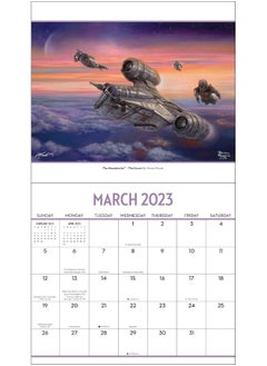 Andrews McMeel Publishing The Mandalorian by Thomas Kinkade Studios 2023 Deluxe Wall Calendar with Print  - Image 4