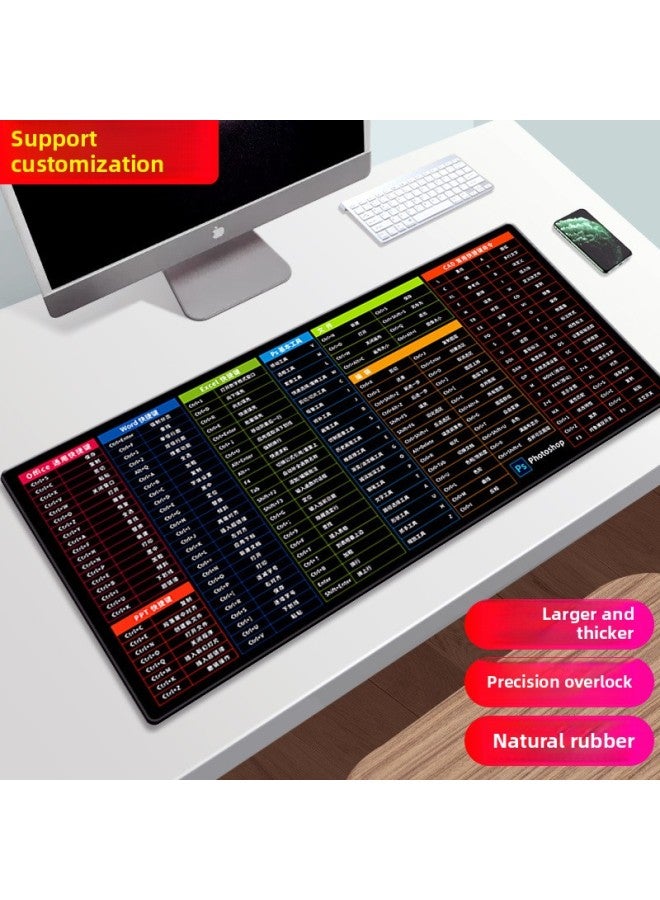 Mouse Pad Cad Office Shortcut Key Daquan Large Computer Heating Desktop Keyboard Desk Mat-Color:3mm-300x800mm♜-Pattern:Complete Collection Of Quick Keys-black Background♜
