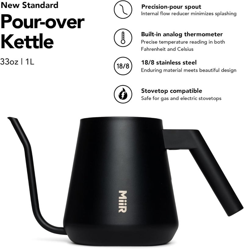 MiiR New Standard Pour-Over Kettle - Precision Angled Spout & Thermometer for Perfect Brewing, 1L Kettle for Smooth Pour-Over - Image 2
