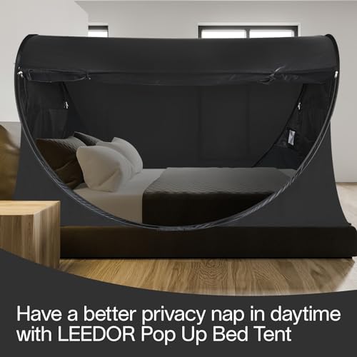 LEEDOR® Full Size Bed Canopy Pop Up Bed Tent Full Privacy Canopy Sensory Bed Breathable Portable Indoor Tents Bedroom/College Dorm/Camping Sleep Tent (Mattress Not Included) - Image 3