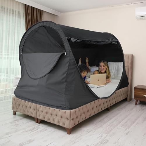 LEEDOR® Full Size Bed Canopy Pop Up Bed Tent Full Privacy Canopy Sensory Bed Breathable Portable Indoor Tents Bedroom/College Dorm/Camping Sleep Tent (Mattress Not Included) - Image 1