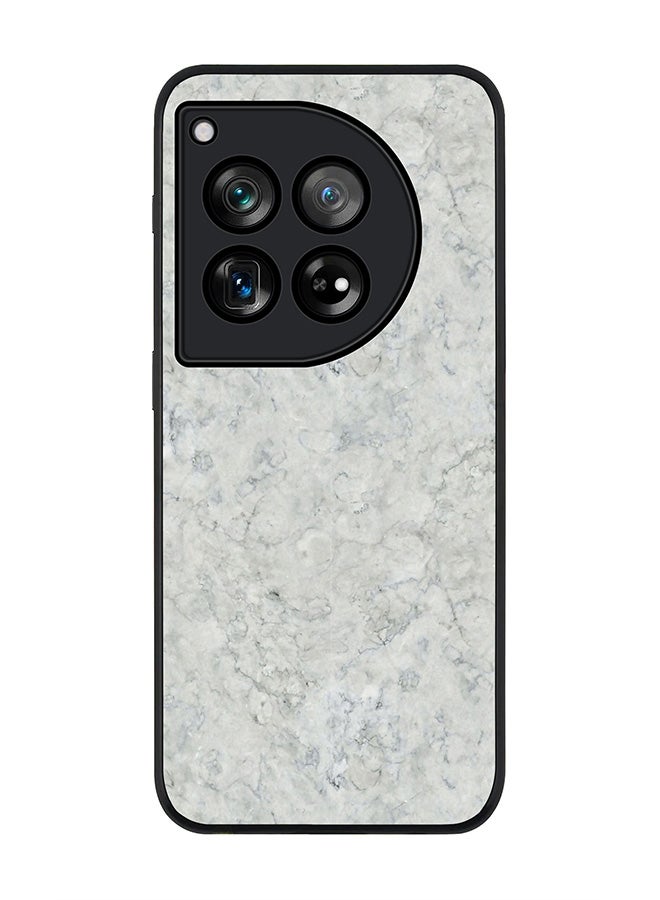 Stylizedd Rugged Black edge case for OnePlus 12R / OnePlus Ace 3 5G, Slim fit Case Flexible Rubber Edges Anti Drop TPU Gel Thin Cover - Marble Texture White  - Image 1